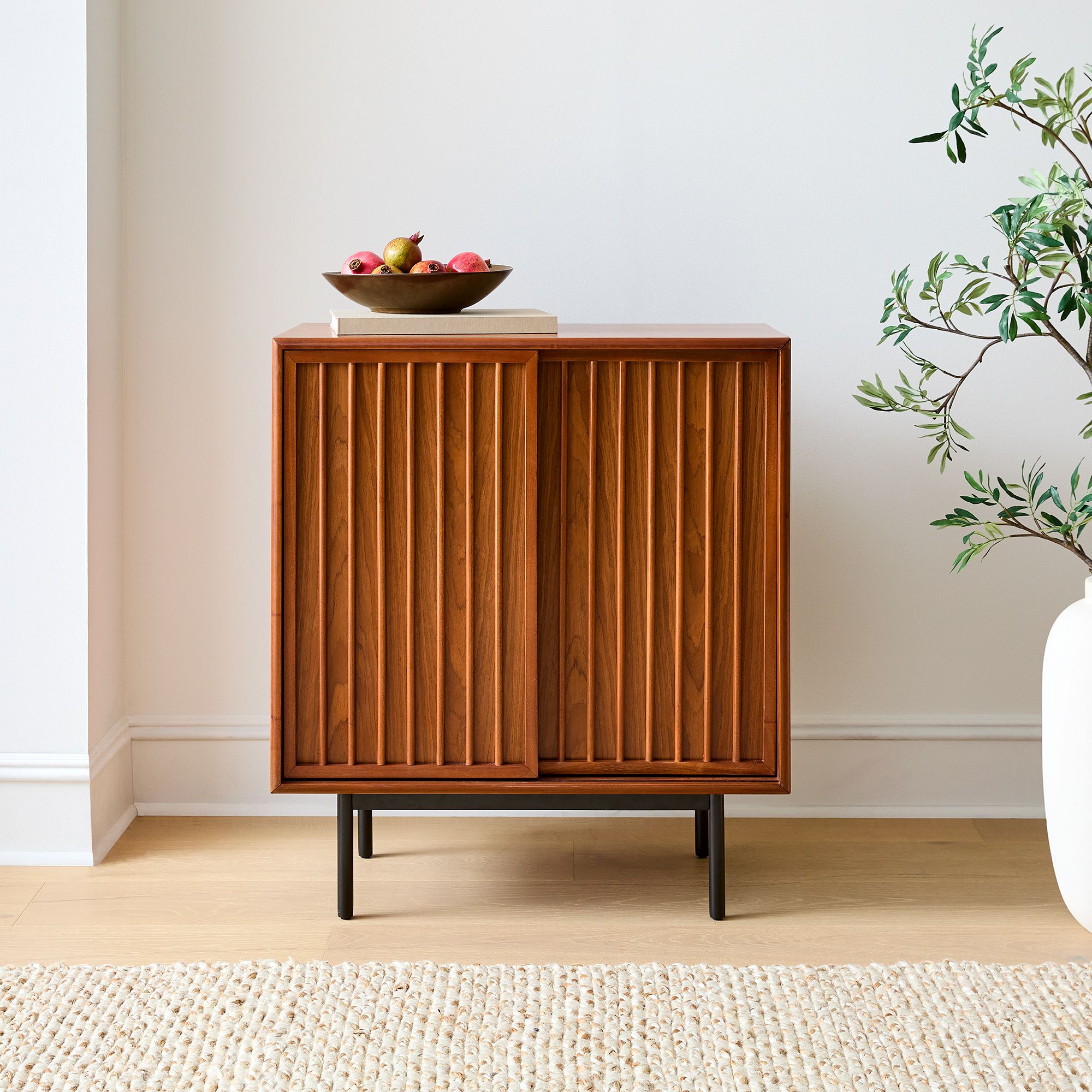 Slatted Bar Cabinet 32" - Stylish Storage Solution