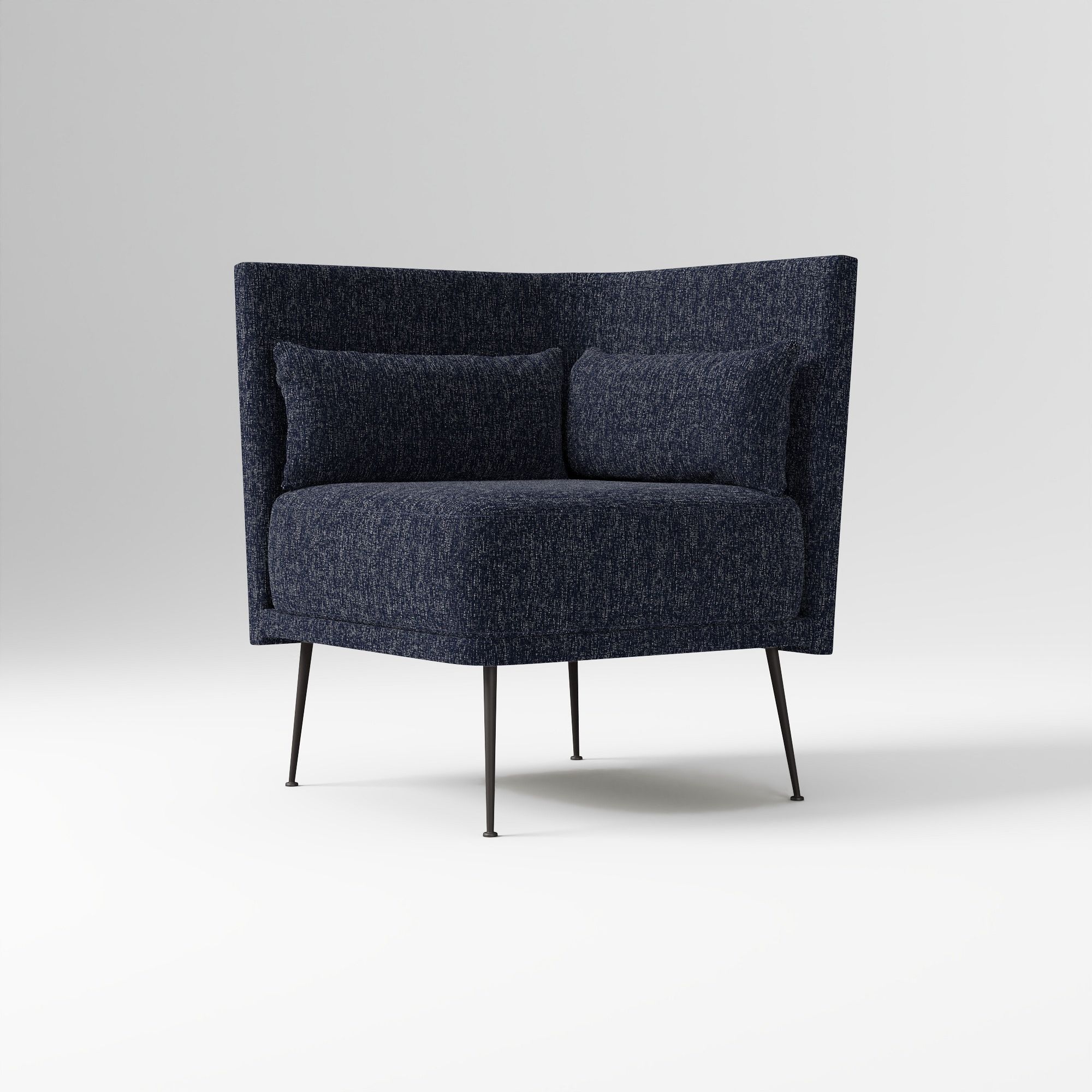 Modern Banquette Armless Bench, Yarn Dyed Linen Weave Oatmeal, Dark Bronze