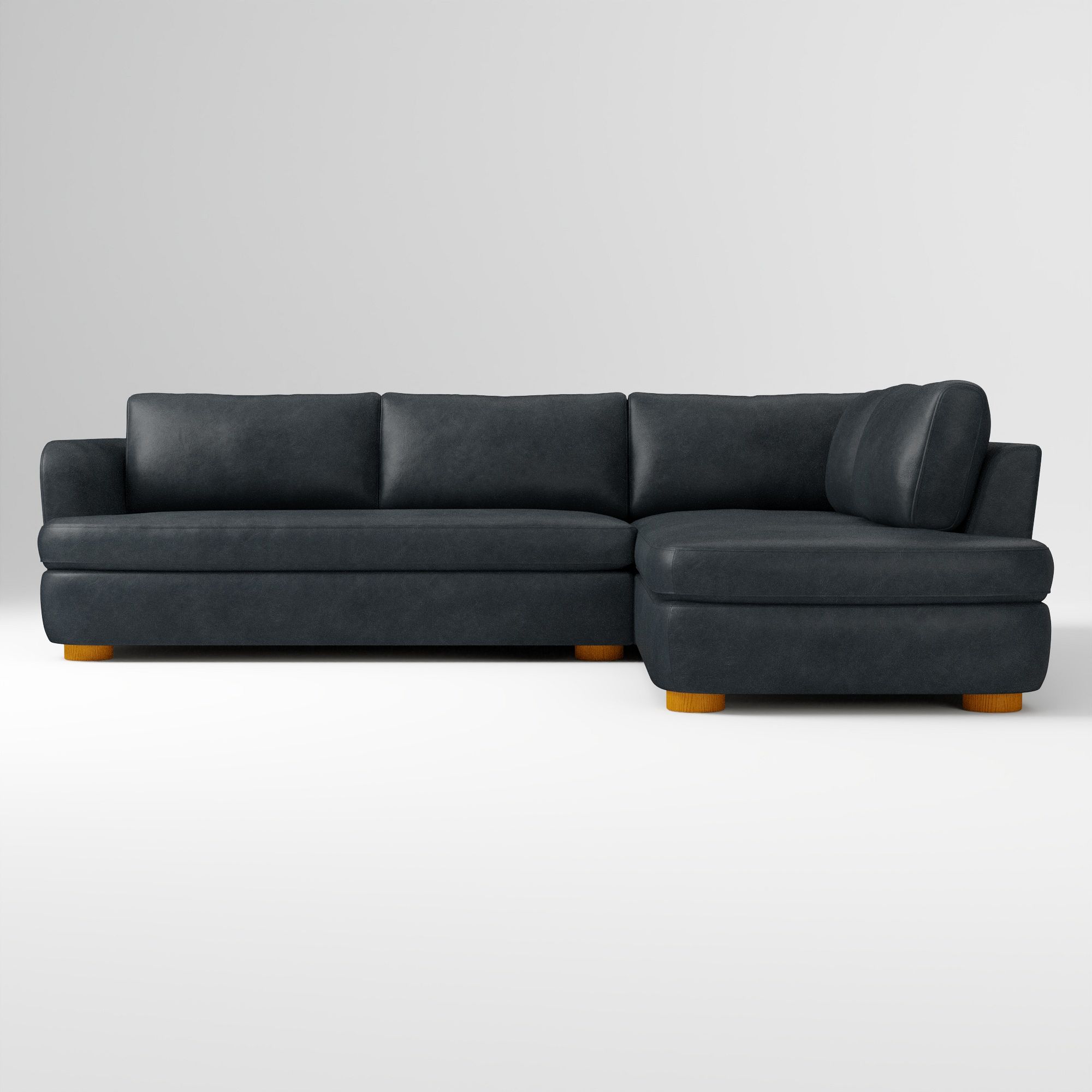 Leroy 2-Seat 2-Piece Right Bumper Chaise Sectional, Saddle Leather, Nut, Almond