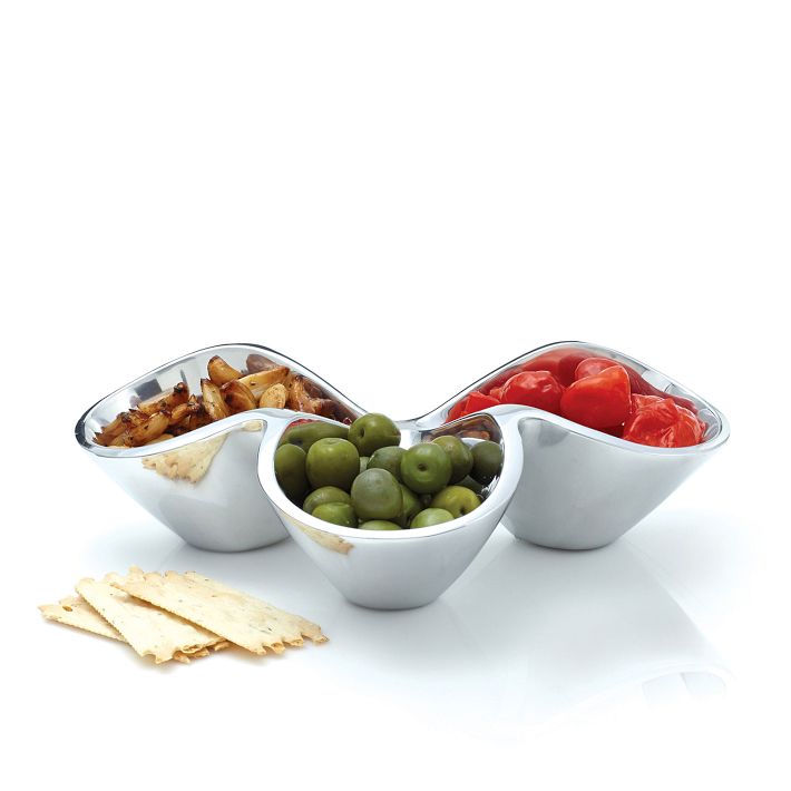 Nambe Bella Triple Condiment Server
