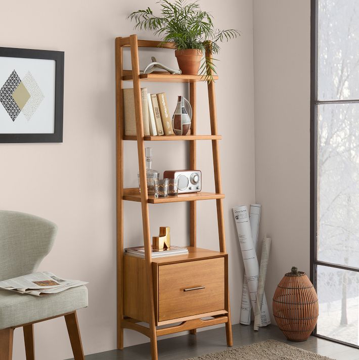 【訳あり】 Mid-Century Solution Storage Stylish - Drawer w/ Bookshelf 絵本・児童書