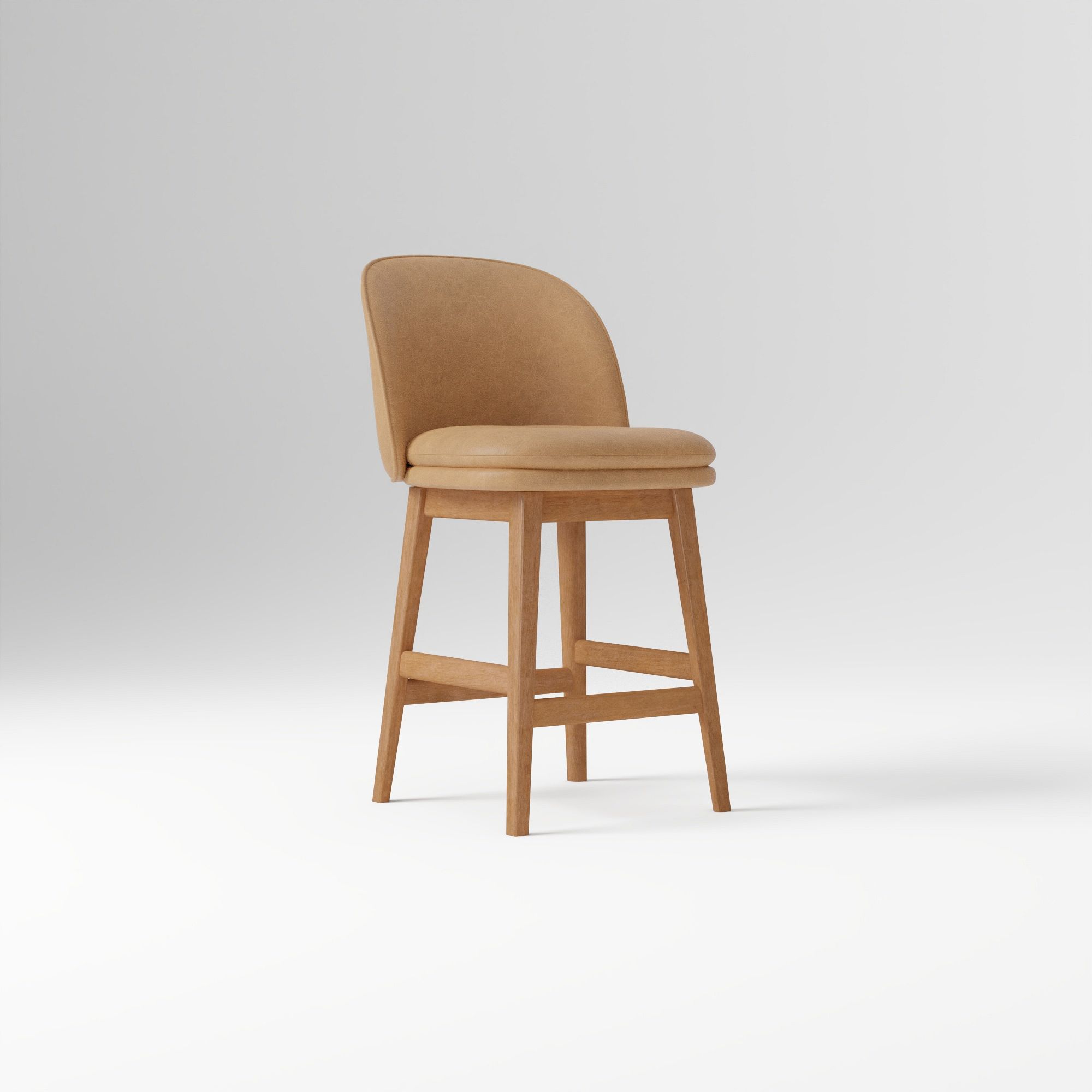 Wayne Counter Stool Armless, Saddle Leather, Nut, Cool Walnut
