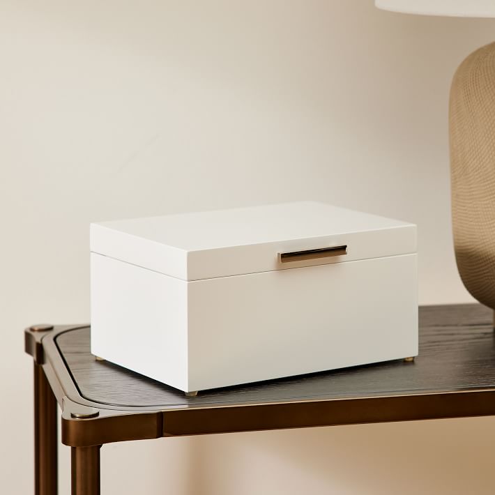 国内発*west elm ホワイトラッカー ジュエリーボックス medium Mid-Century White Lacquer Jewelry Boxes | West Elm