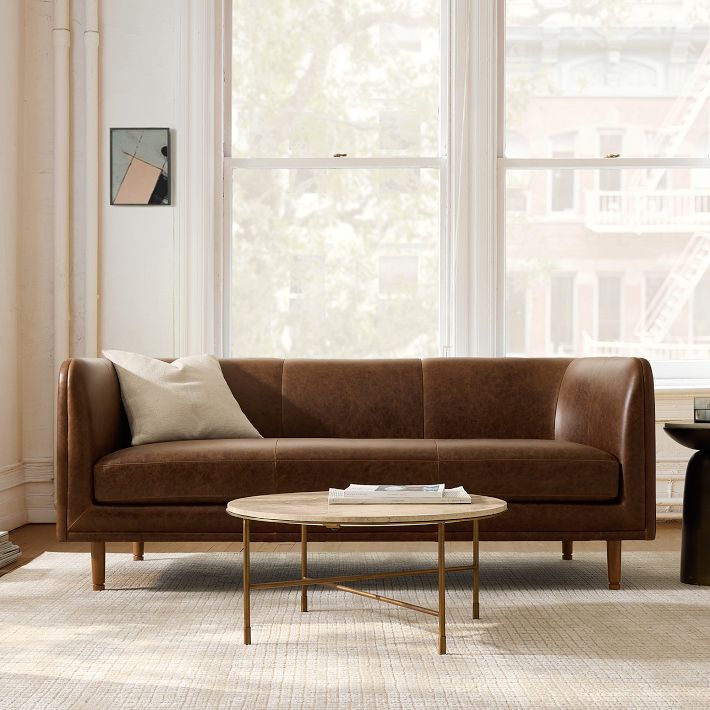 Marcel Leather Sofa (60&quot;&ndash;96&quot;)