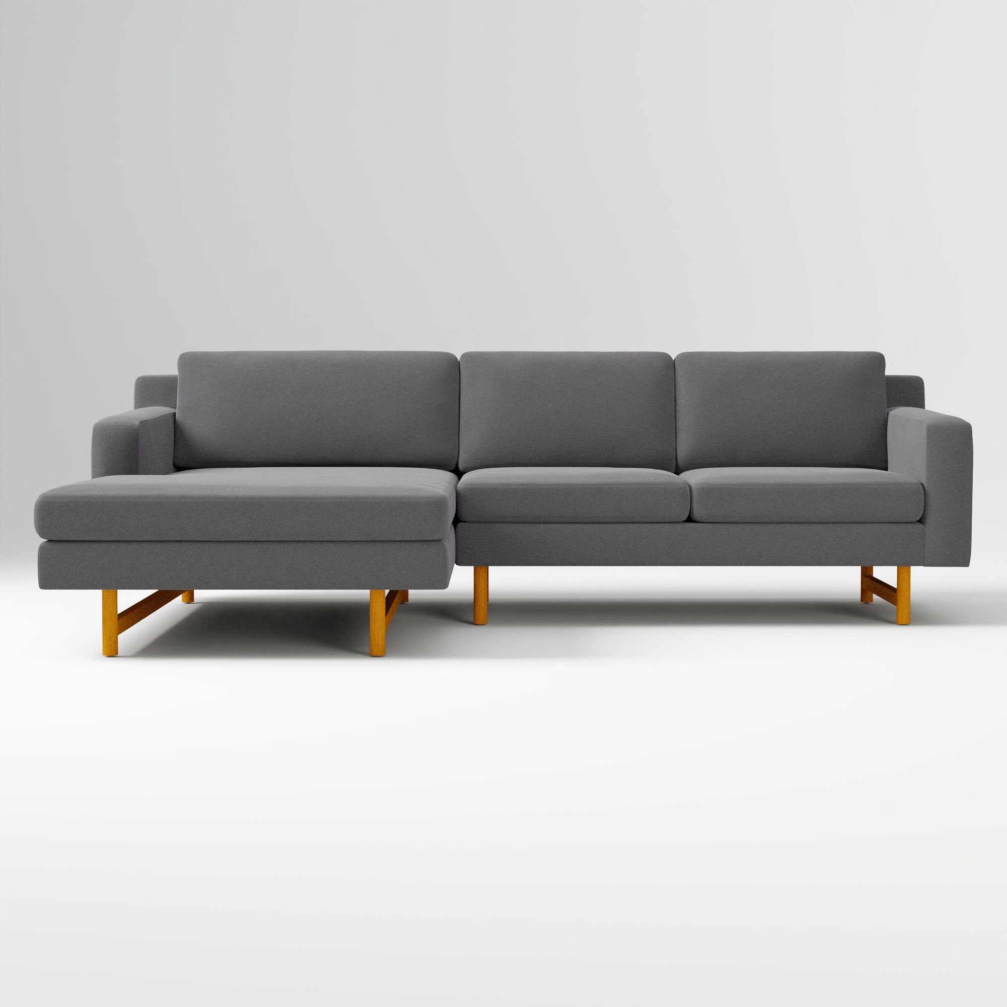 Eddy 92" Left 2-Piece Chaise Sectional, Yarn Dyed Linen Weave, Pewter, Almond
