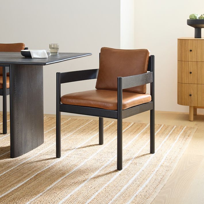 Halsey Leather Dining Arm Chair Modern Elegance West Elm
