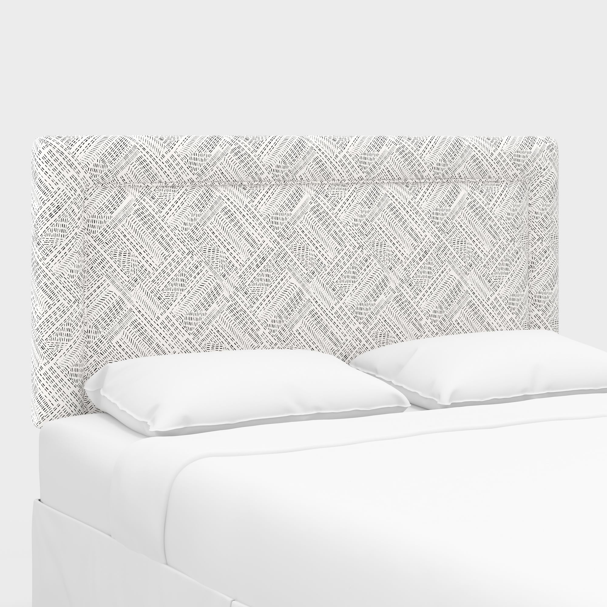 Upholstered Bordered Headboard, California King, Performace Velvet, Shadow