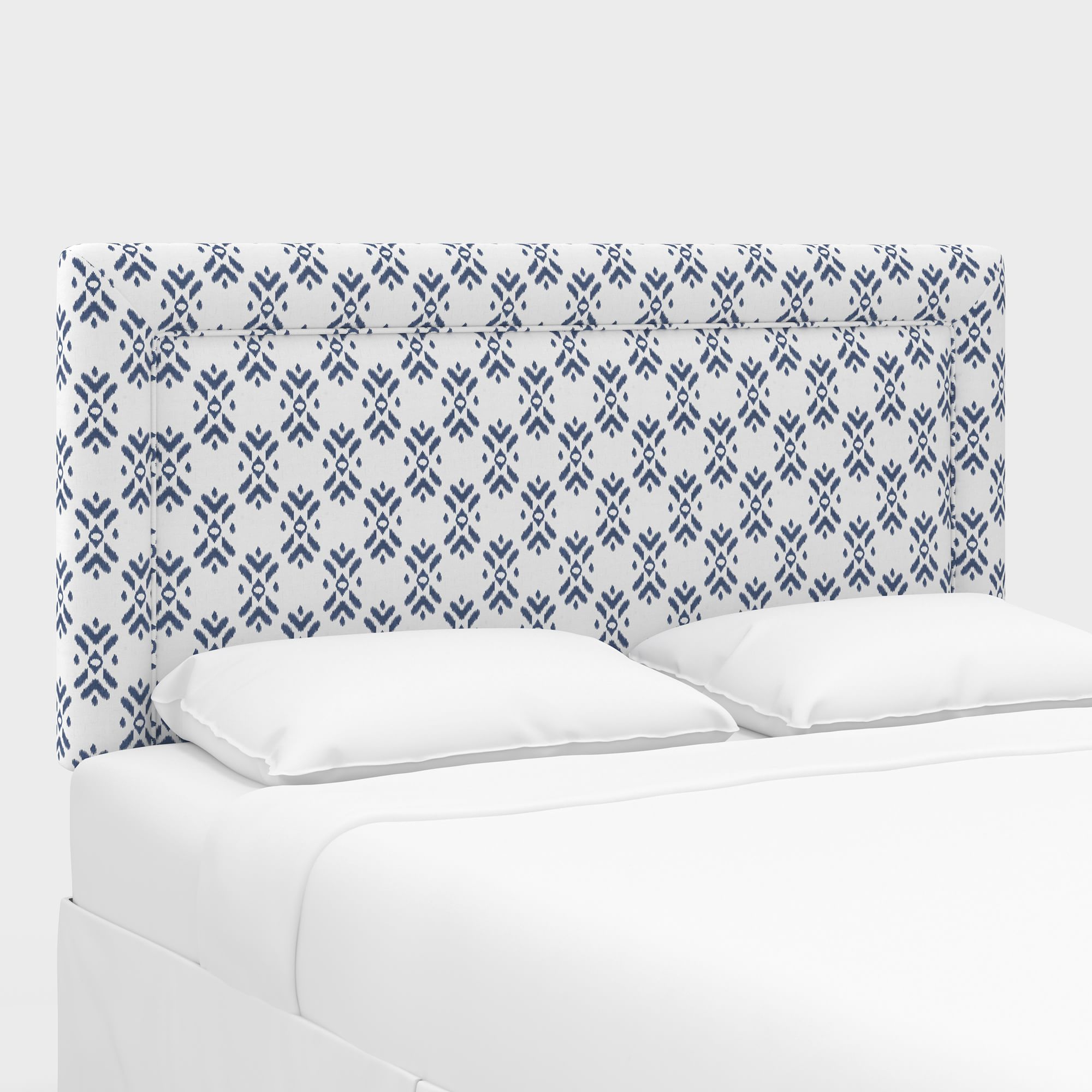 Upholstered Bordered Headboard, California King, Performace Velvet, Shadow