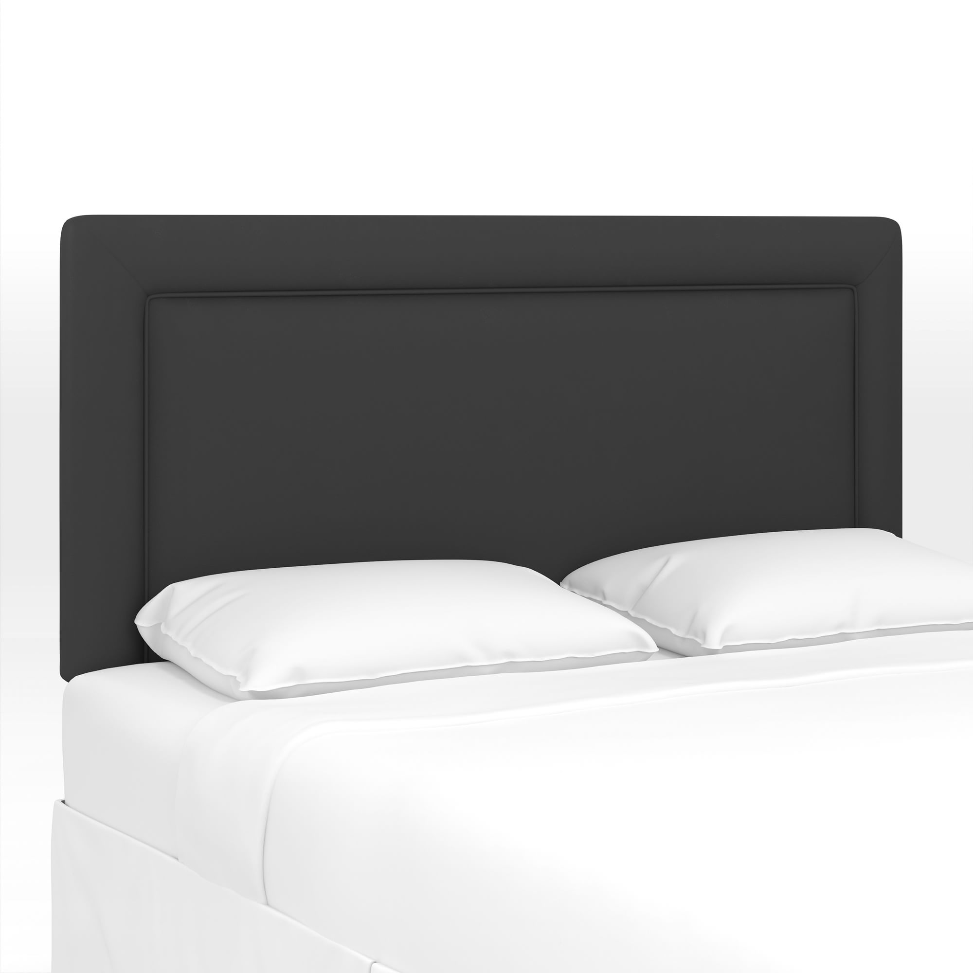 Upholstered Bordered Headboard, California King, Performace Velvet, Shadow