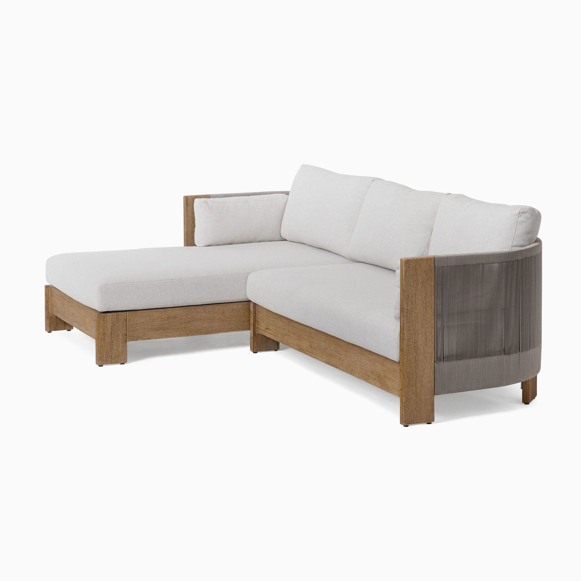 Porto Outdoor 2-Piece Chaise Sectional, 105", Left Arm Sofa, Right Chaise, Driftwood, Frost Gray