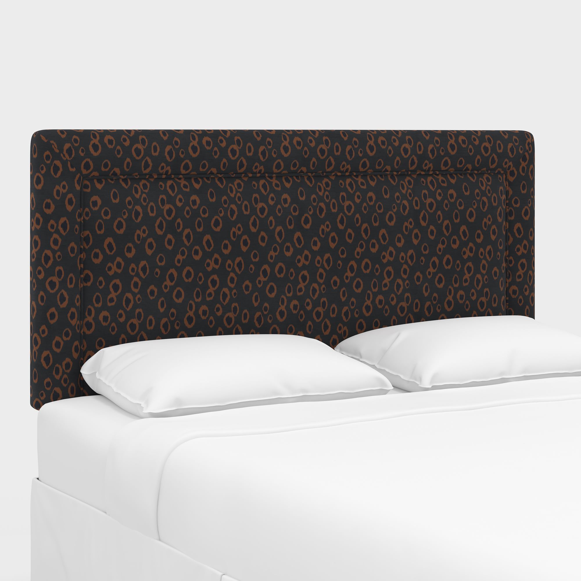 Upholstered Bordered Headboard, California King, Performace Velvet, Shadow