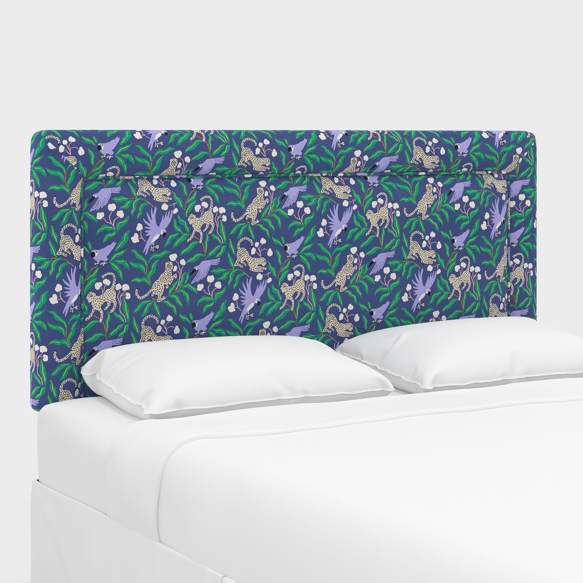 Upholstered Bordered Headboard, California King, Performace Velvet, Shadow