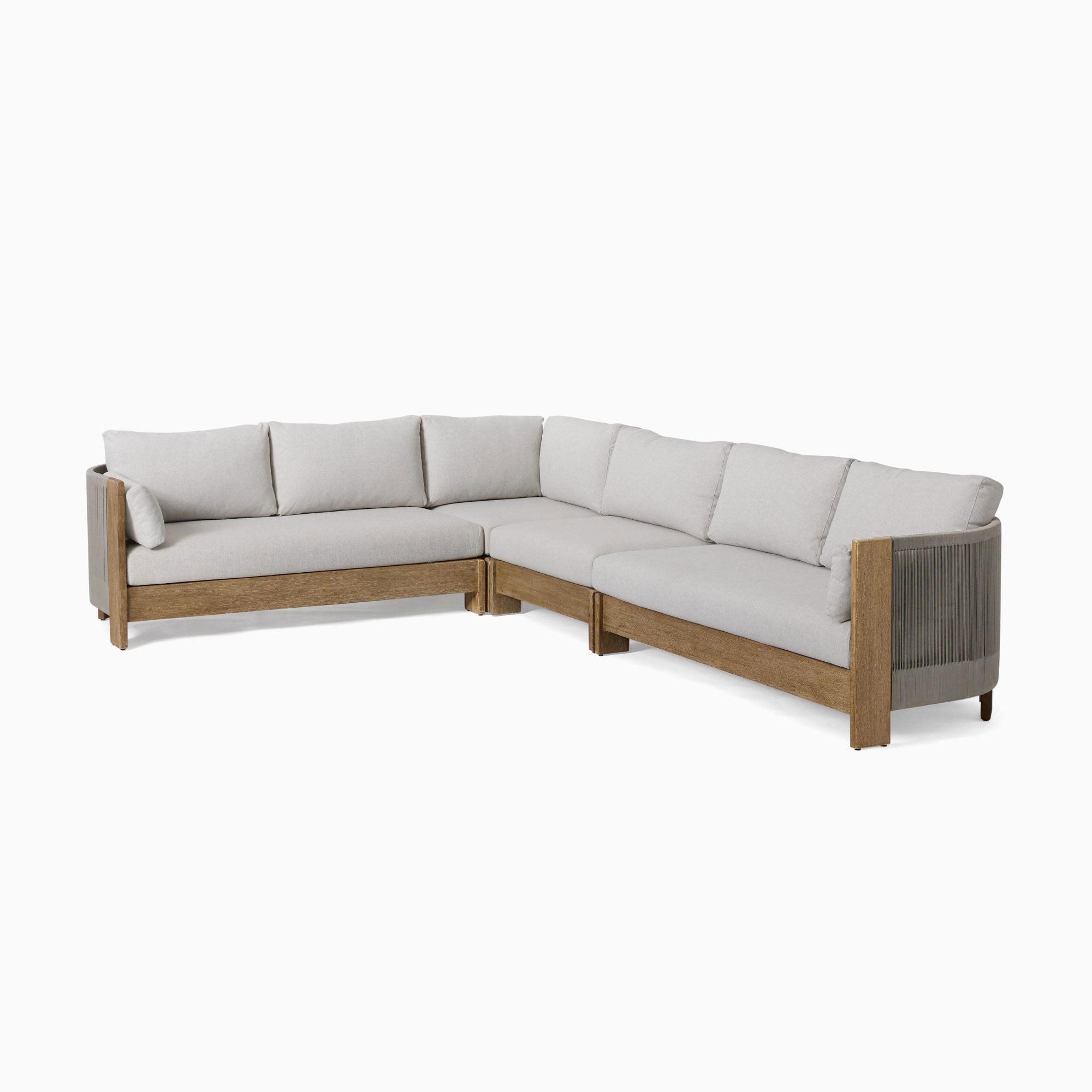 Porto Outdoor 4-Piece L-Shaped Sectional 129", Driftwood, Frost Gray