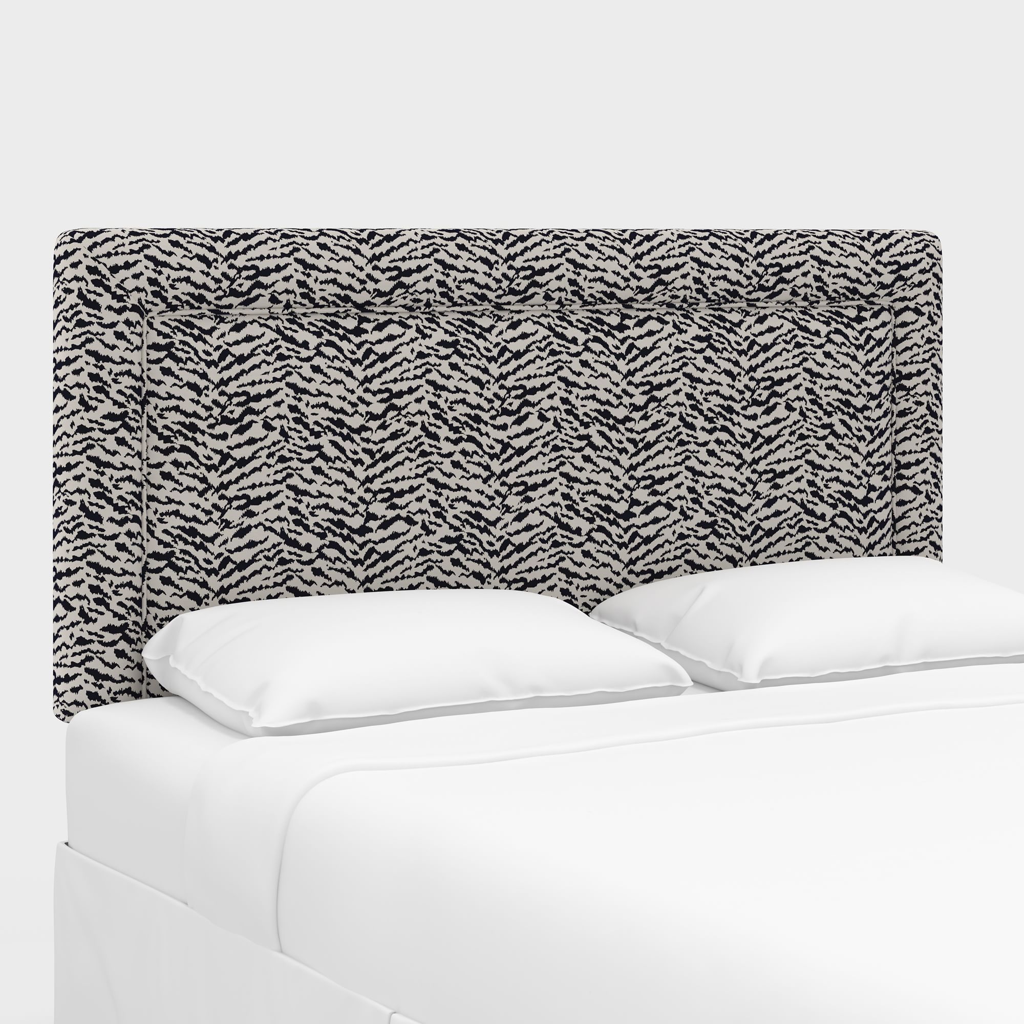 Upholstered Bordered Headboard, California King, Performace Velvet, Shadow