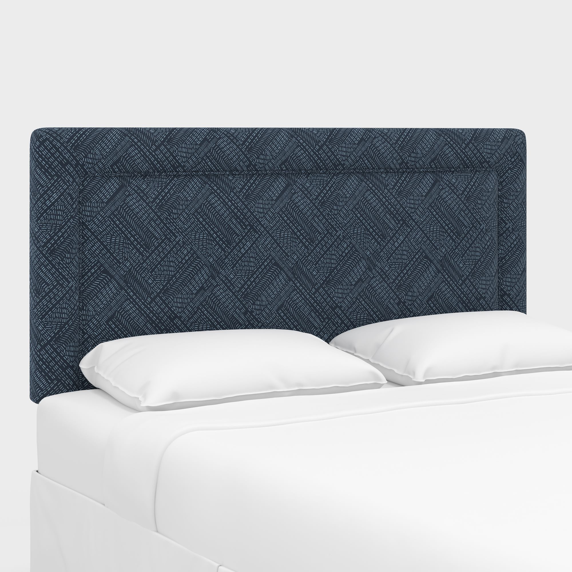 Upholstered Bordered Headboard, California King, Performace Velvet, Shadow