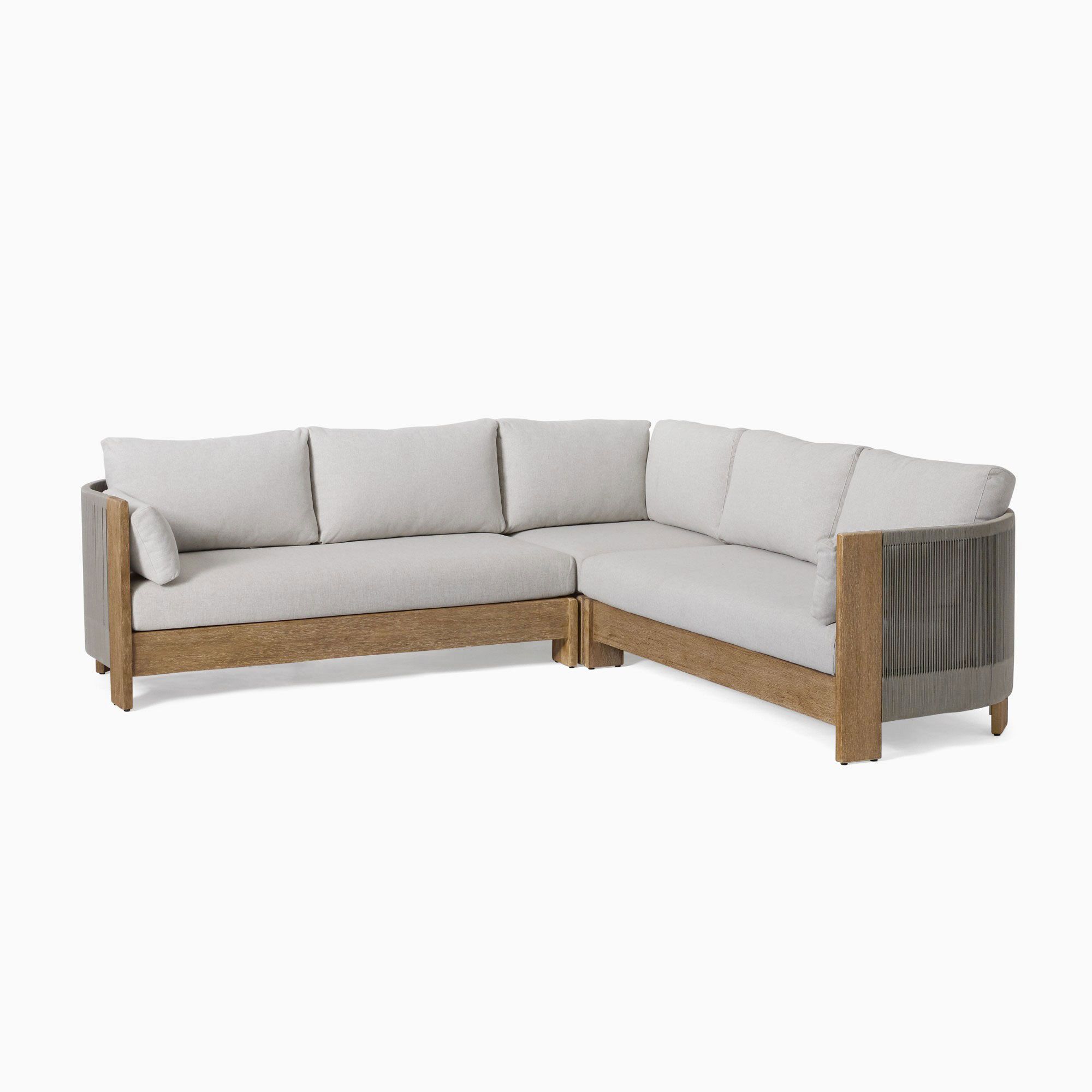 Porto Outdoor 3-Piece L-Shaped Sectional 100", Driftwood, Frost Gray