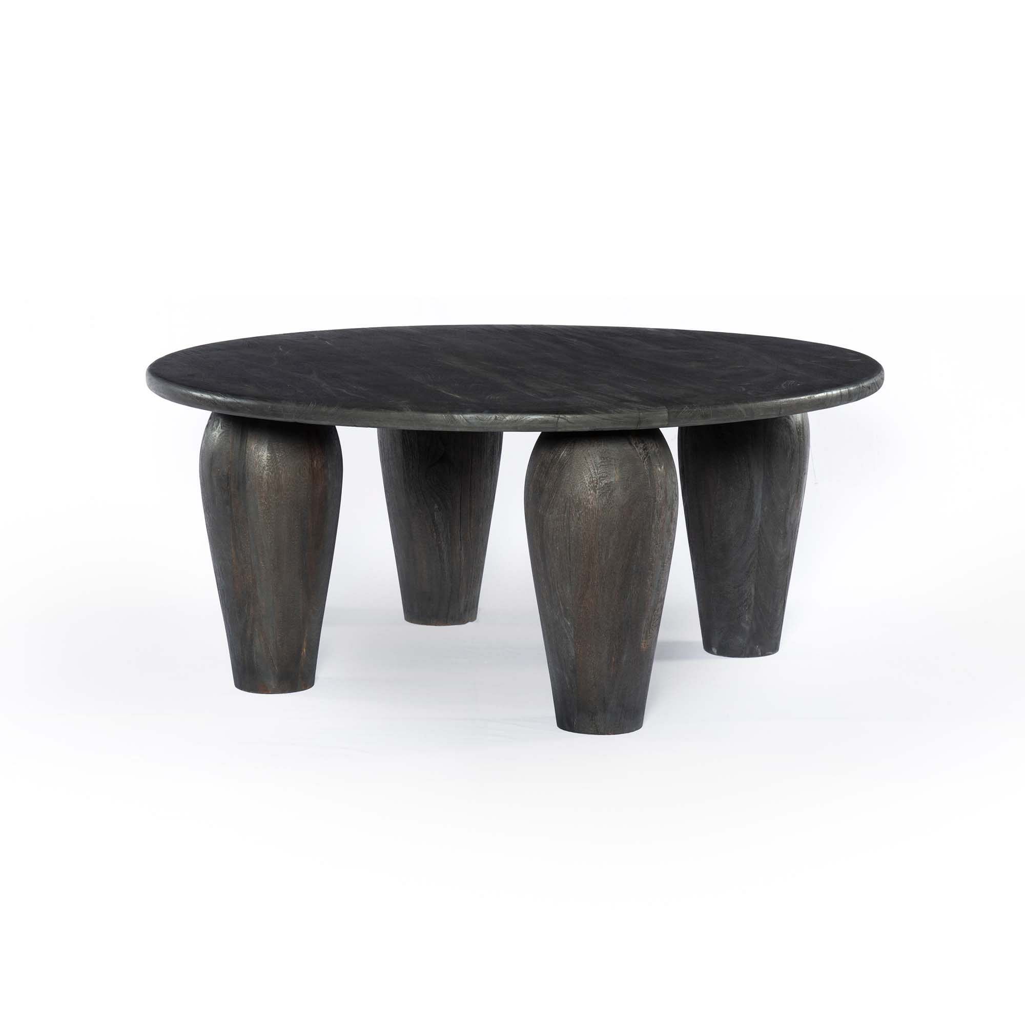 Mixed Reclaimed Wood 38" Round Coffee Table, Dark Totem