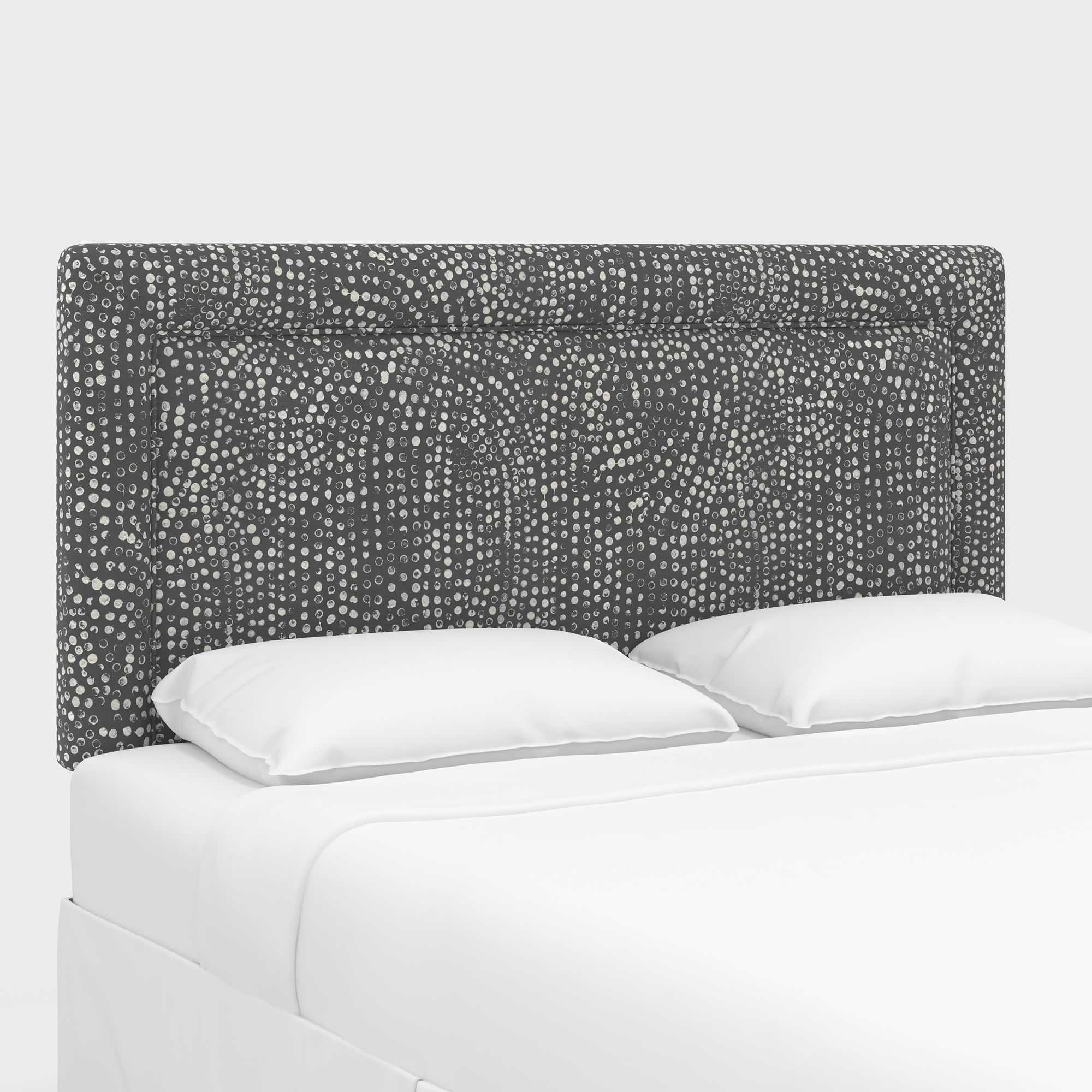 Upholstered Bordered Headboard, California King, Performace Velvet, Shadow