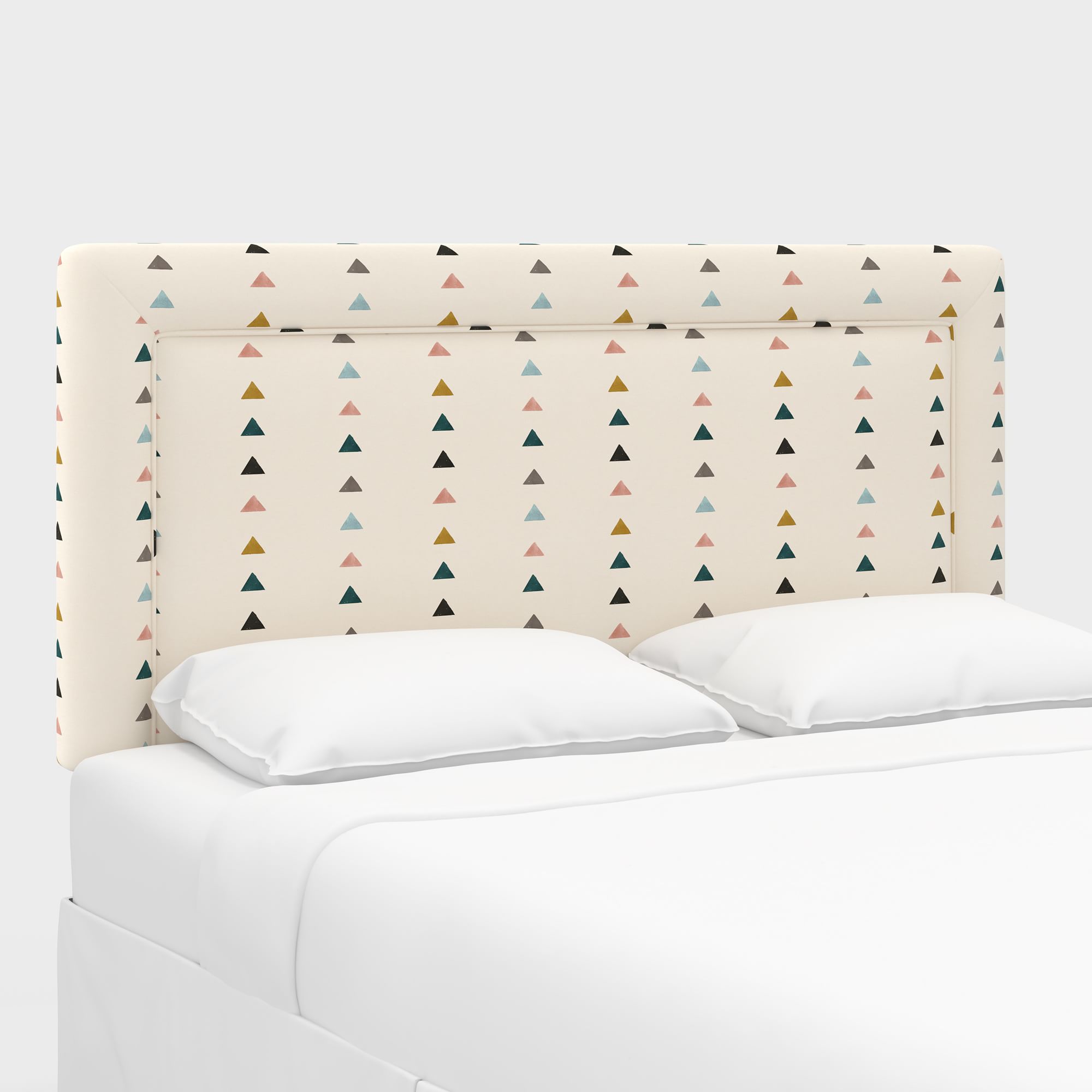 Upholstered Bordered Headboard, California King, Performace Velvet, Shadow