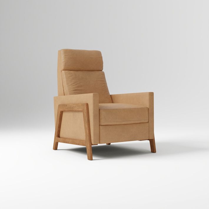 West Elm Spencer Wood-Framed Leather Recliner