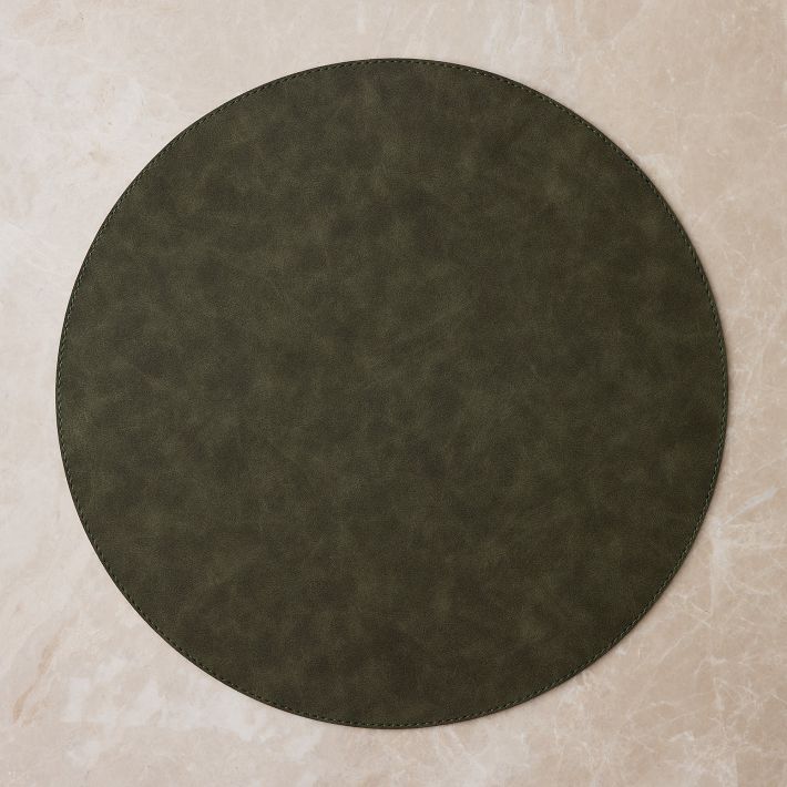 Easy-Care Round Faux Leather Placemats