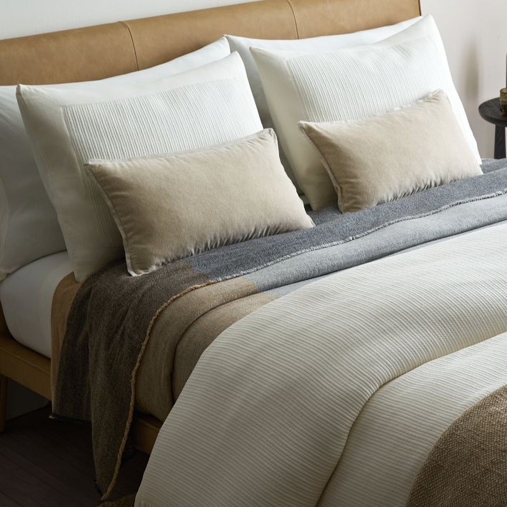 Jersey Tencel Modal Ribbed Duvet Cover | Color: Alabaster Size: King/Cal. King