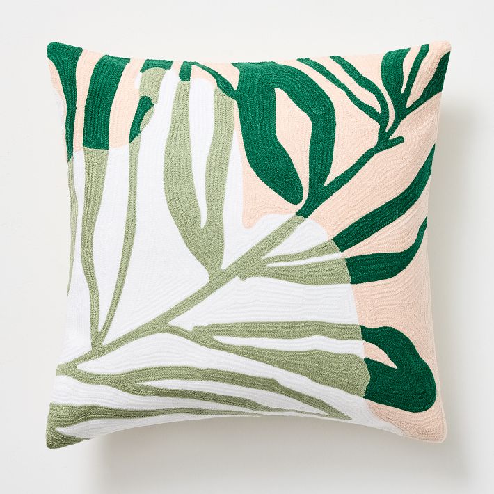 Crewel Palm Pillow Cover