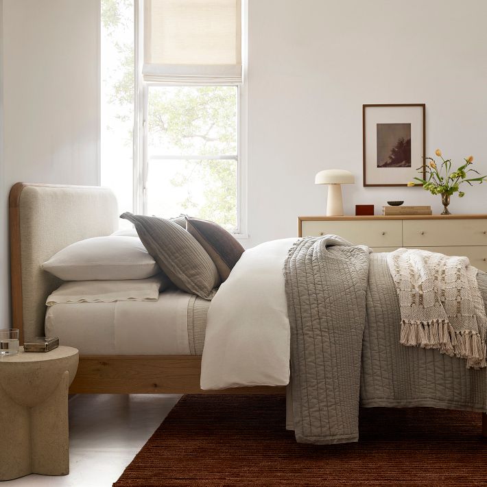 European Flax Linen Linework Quilt & Shams