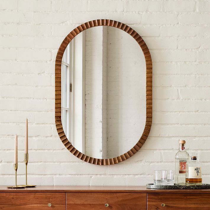 Frida Fluted Wood Wall Mirror