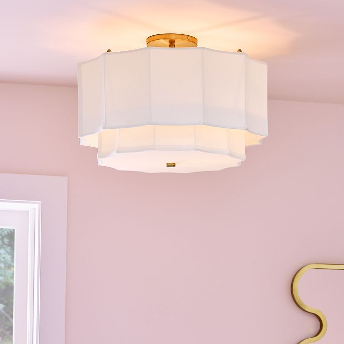 Fluted Linen Flush Mount Pendant (17&quot;)