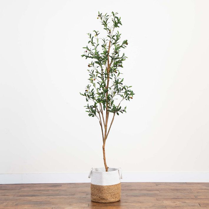 Faux Olive Tree w/ Handmade Jute Basket