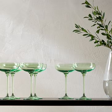 Estelle Colored Champagne Coupe Glass, Mint Green, Set of 6