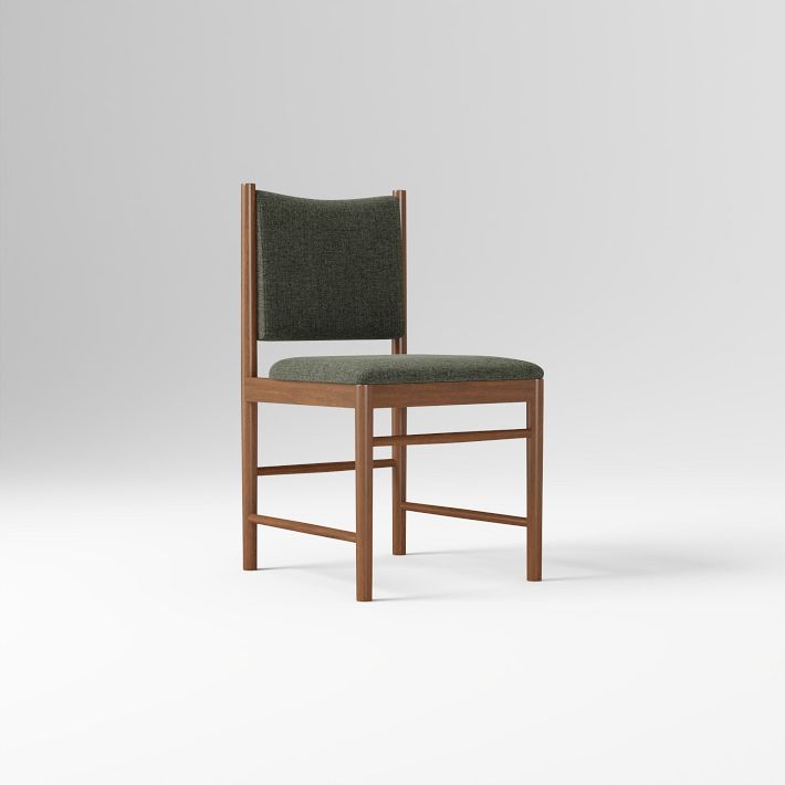 Rowan Dining Chair- green spruce fabric, cool walnut wood finish