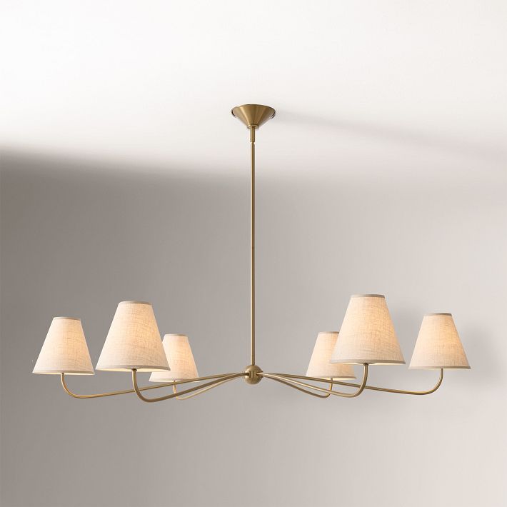 Pleated Shade Brass Simone 6-Light Chandelier (48")