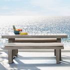 Portside Wood Outdoor Dining Table (76.5&quot;) &amp; Benches Set