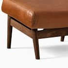 Mid-Century Show Wood Leather Ottoman