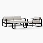 Portside Aluminum Outdoor Sofa (72"), Lounge Chair &amp; Concrete Coffee Table Set