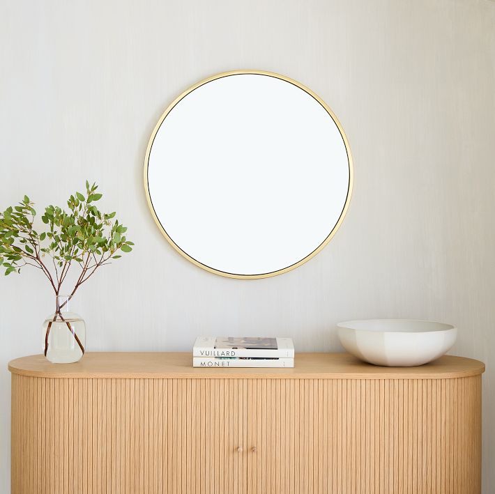 Metal Framed Round Wall Mirror - 24&quot;