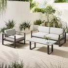 Portside Aluminum Outdoor Sofa (72"), Lounge Chair &amp; Concrete Coffee Table Set