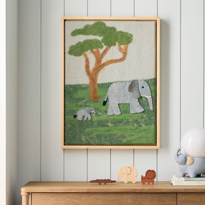 Elephant Family Framed Felt Wall Art West Elm