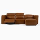Leo Motion Reclining Leather 3-Piece Reversible Chaise Sectional (125&quot;)
