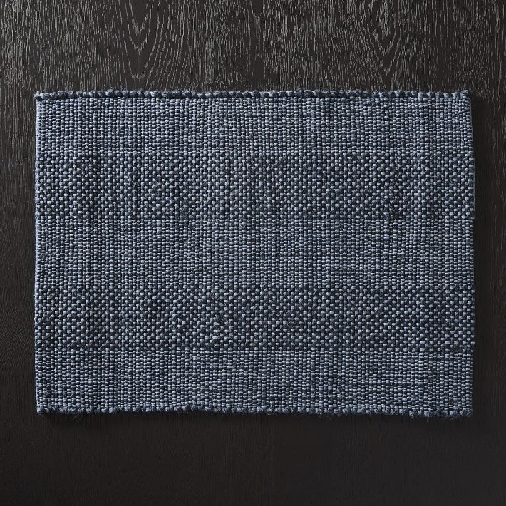 Chunky Textured Woven Placemats in Indigo, Set of 8