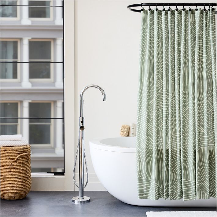 Swirl Shower Curtain in Sage Green