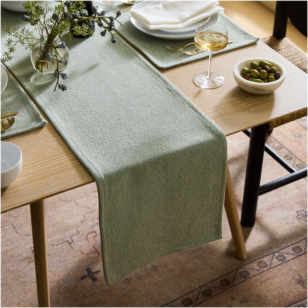 Textured Canvas Cotton Runner - Eucalyptus