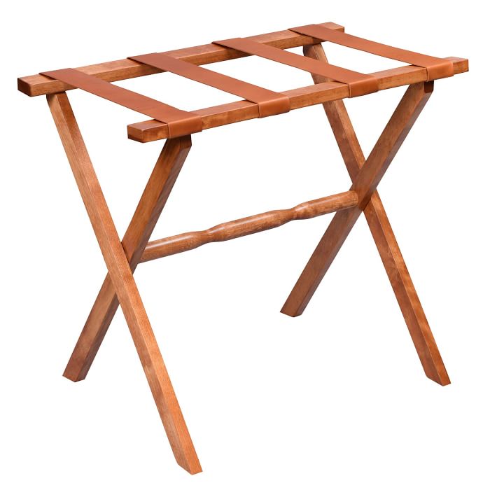 Walnut Luggage Rack w/ Leather Straps