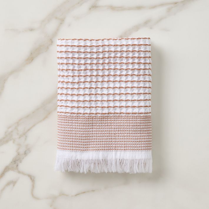 Two-Tone Waffle Towels - Baked Clay Hand Towel