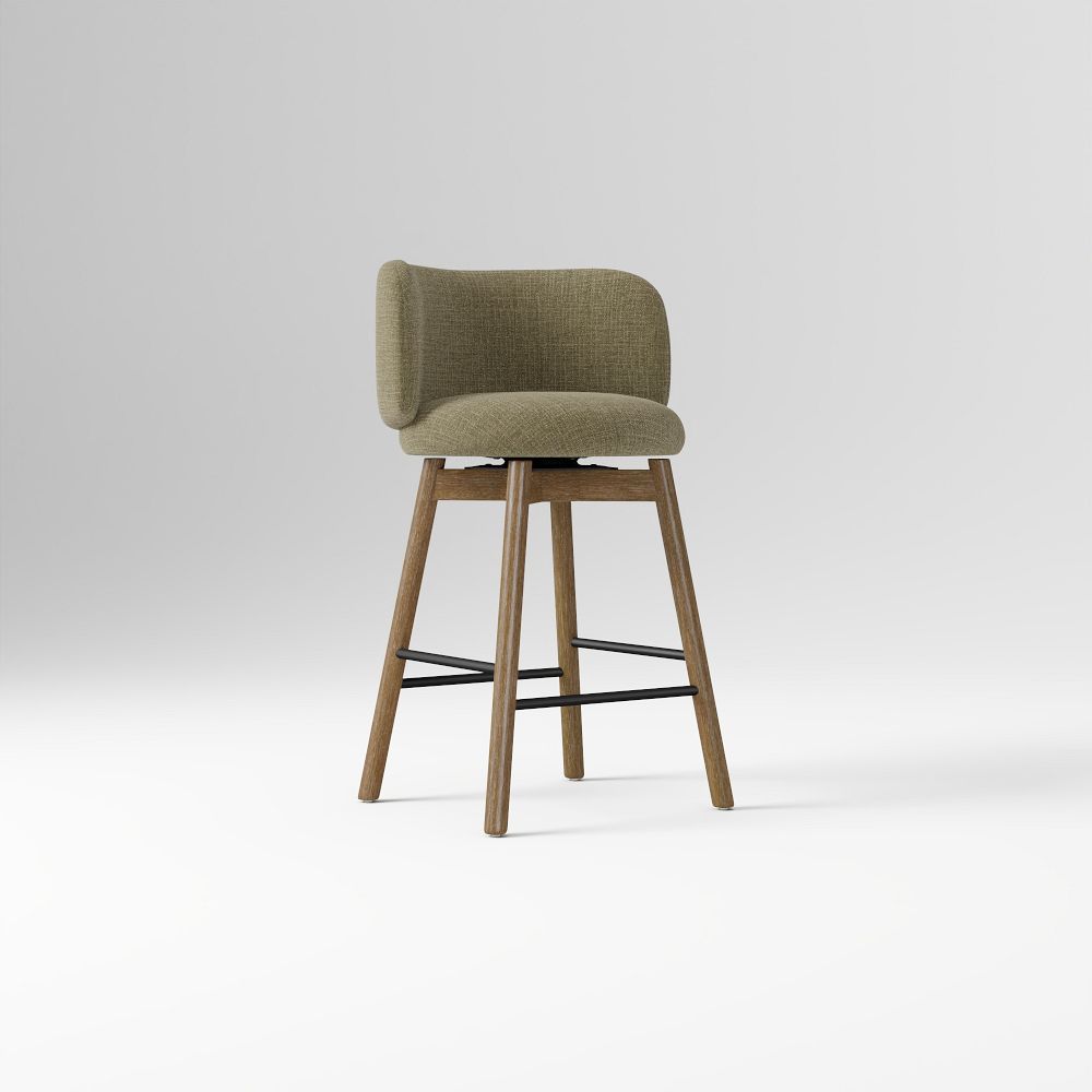 Devon Bar & Counter Stool - Performance Chenille Crossweave Elm, Toasted Oak