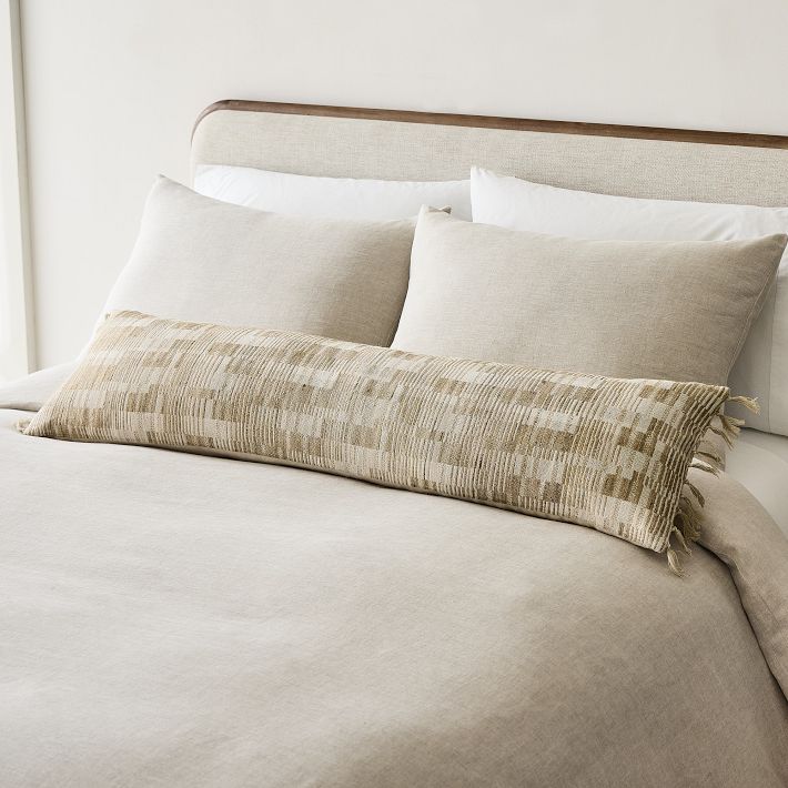 Silk Woven Lines Oversized Lumbar Pillow Cover