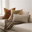 Two-Tone Chunky Linen Tassels Pillow Cover