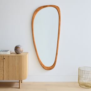 鏡 journalstandardFurniture OLD ELMMIRROR Mid-Century Asymmetrical Wood Floor Mirror | West Elm